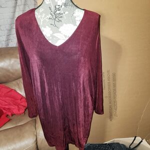 Elegant Long Sleeve Burgundy Dress
